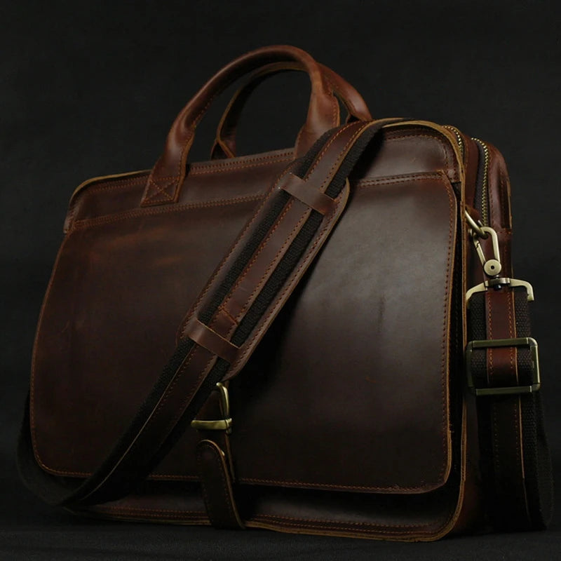 Genuine Cowhide Leather Men's Briefcase - 15" Laptop Business Bag | OWNLUXE