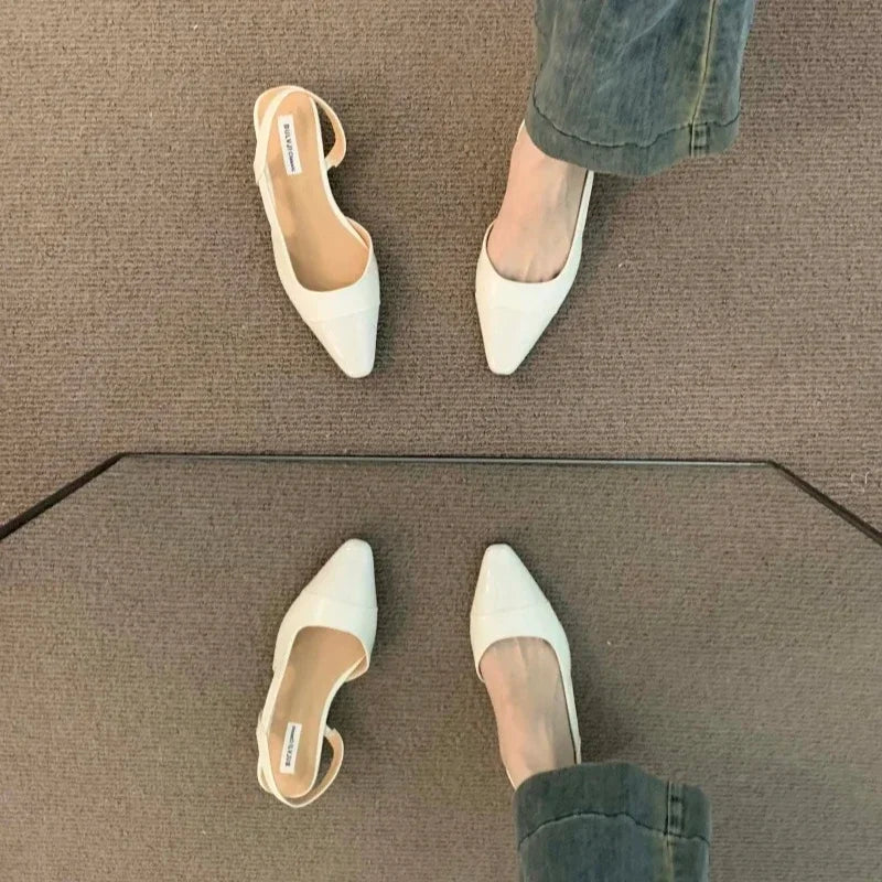 Women's Pointed Toe Low Heel Leather Sandals | OWNLUXE