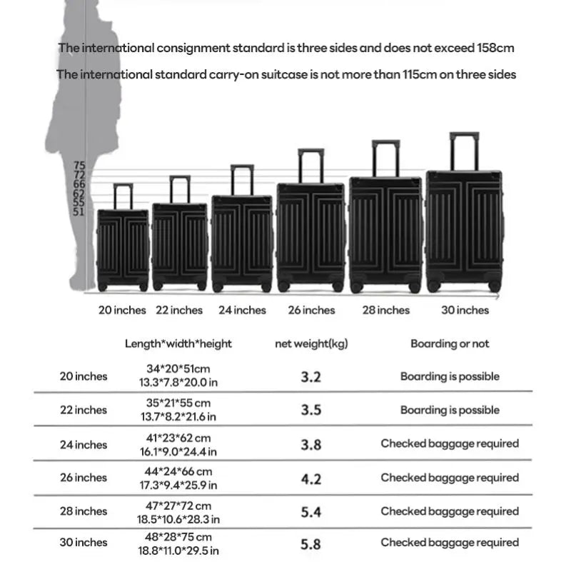 Aluminum Rolling Luggage with 360° Spinner Wheels