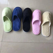 Disposable Hotel Spa Slippers – 5 Pairs Plush Cotton Slides