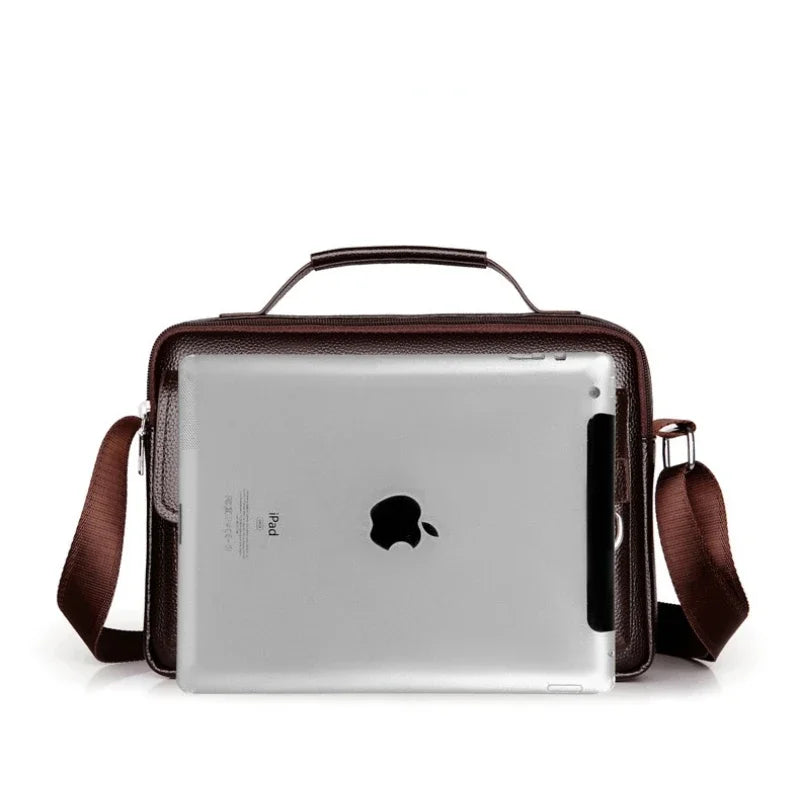 Men's PU Leather Satchel - Rivet Detail Crossbody Bag