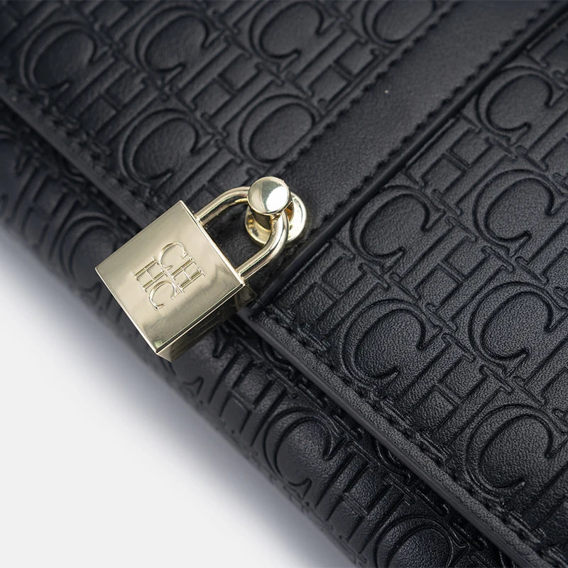 CH Chain Bag - 2025 Monogram Print Shoulder Bag with Lock