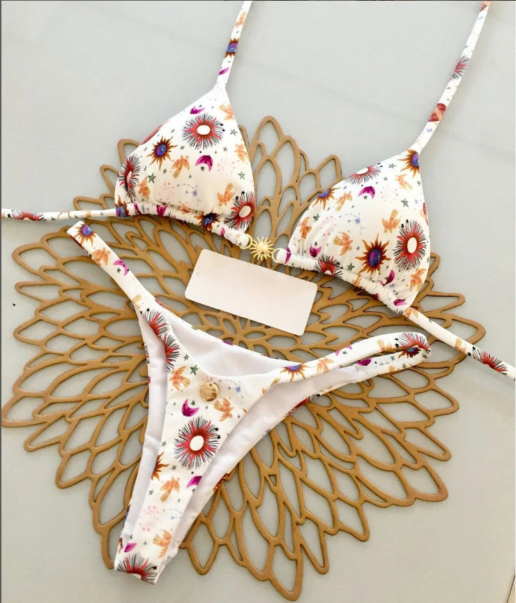 Leopard Print Printed Thong Bikini Set | OWNLUXE