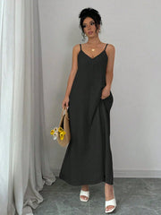 White Backless V-Neck Sleeveless Maxi Dress | OWNLUXE