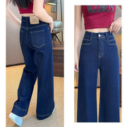 Korean Fashion Wide Leg Jeans - High Waist Baggy Denim Pants