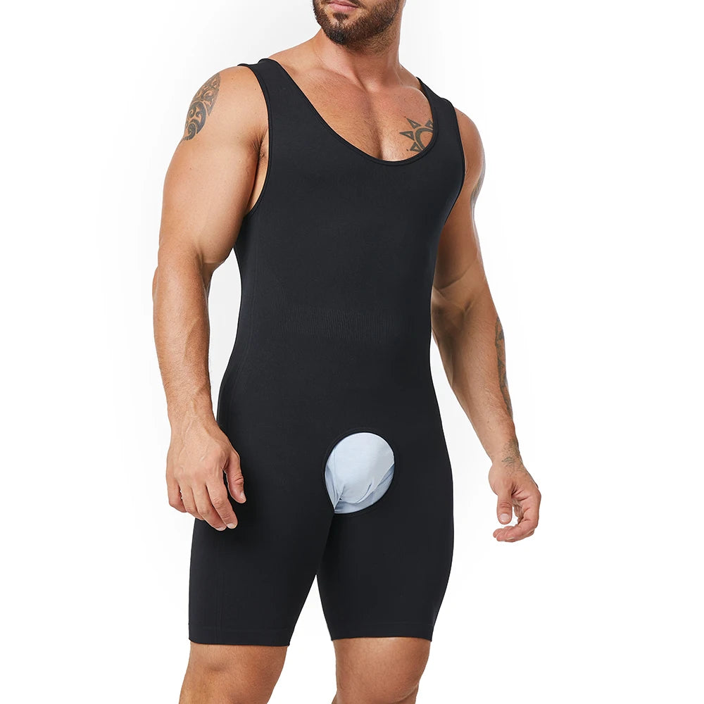 Seamless Men’s Full Body Shaper Bodysuit for Tummy Control
