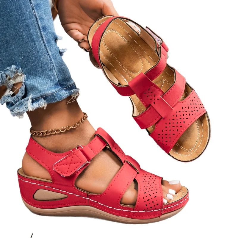 Women's Open Toe Platform Wedge Sandals (Red) – Shop at OWNLUXE