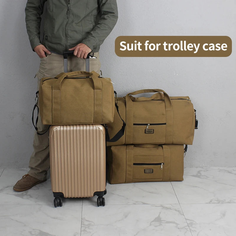 Canvas Travel Duffle Bag – Lightweight Weekender Holdall (S/M/L)