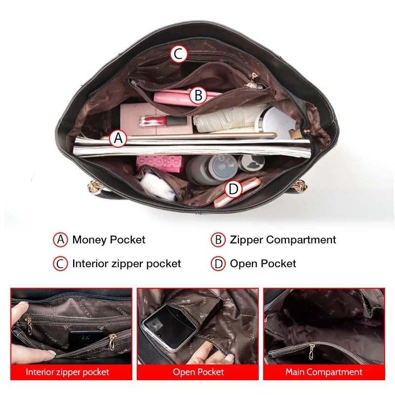Designer Luxury Large Capacity Zipper Top-Handle Bags
