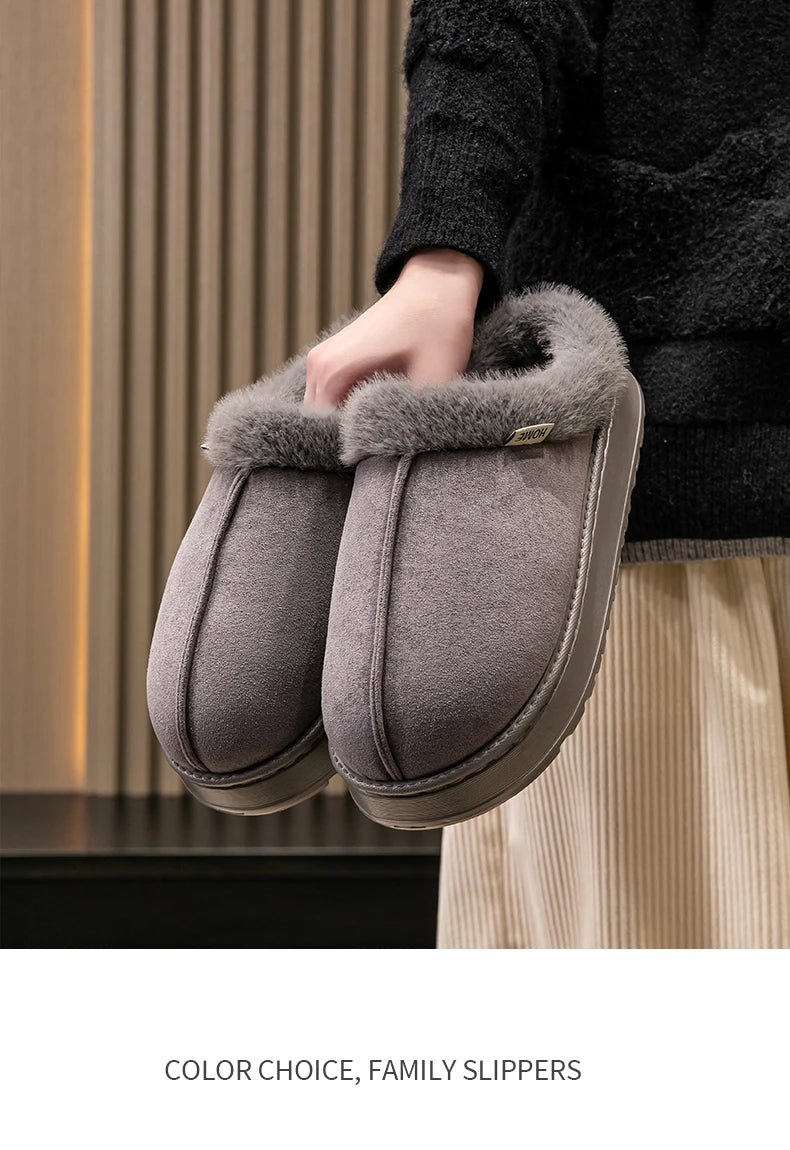 Plush Winter Home Slippers – Unisex Warm Indoor & Outdoor Shoes