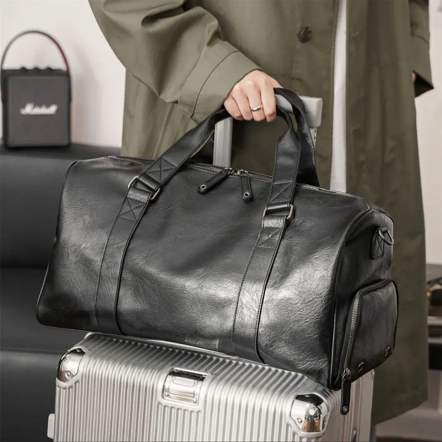 Spacious Leather Shoe-Compartment Travel Duffel Bag | OWNLUXE