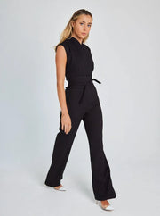 Sleeveless V-Neck High-Waist Wrap Jumpsuit | OWNLUXE