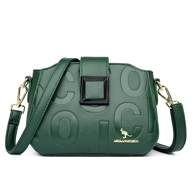 New High Quality Letters Leather Luxury Handbags Women Small Designer Shoulder Bags Women Fashion Simple Ladies Crossbody Bags