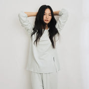 Two-Piece Cotton Pajama Set (Wave Foam Powder) – Shop at OWNLUXE