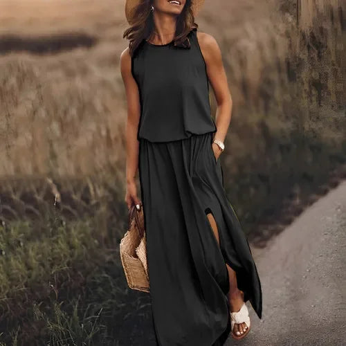 Loose Fit Summer Mini Dress – Sleeveless Above Knee Style