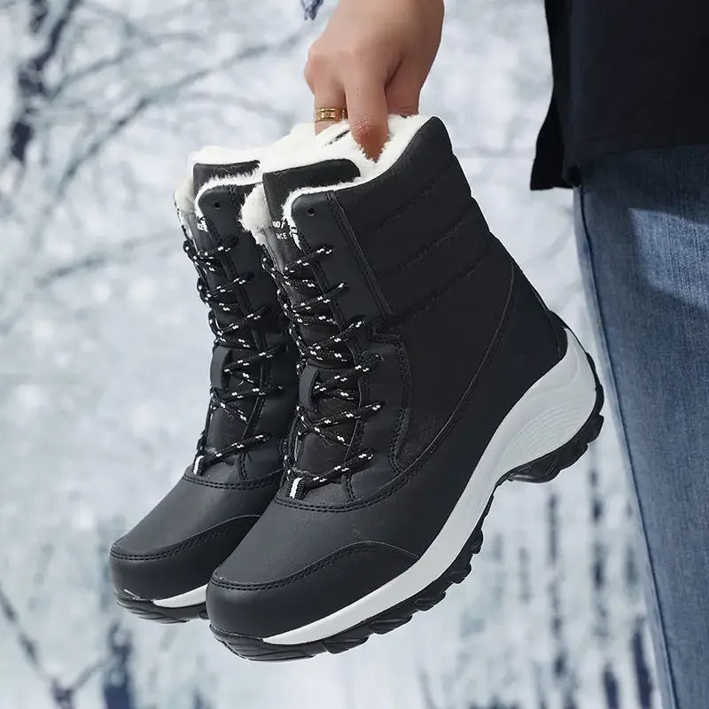 Women's Winter Wedge Snow Boots with Plush Lining