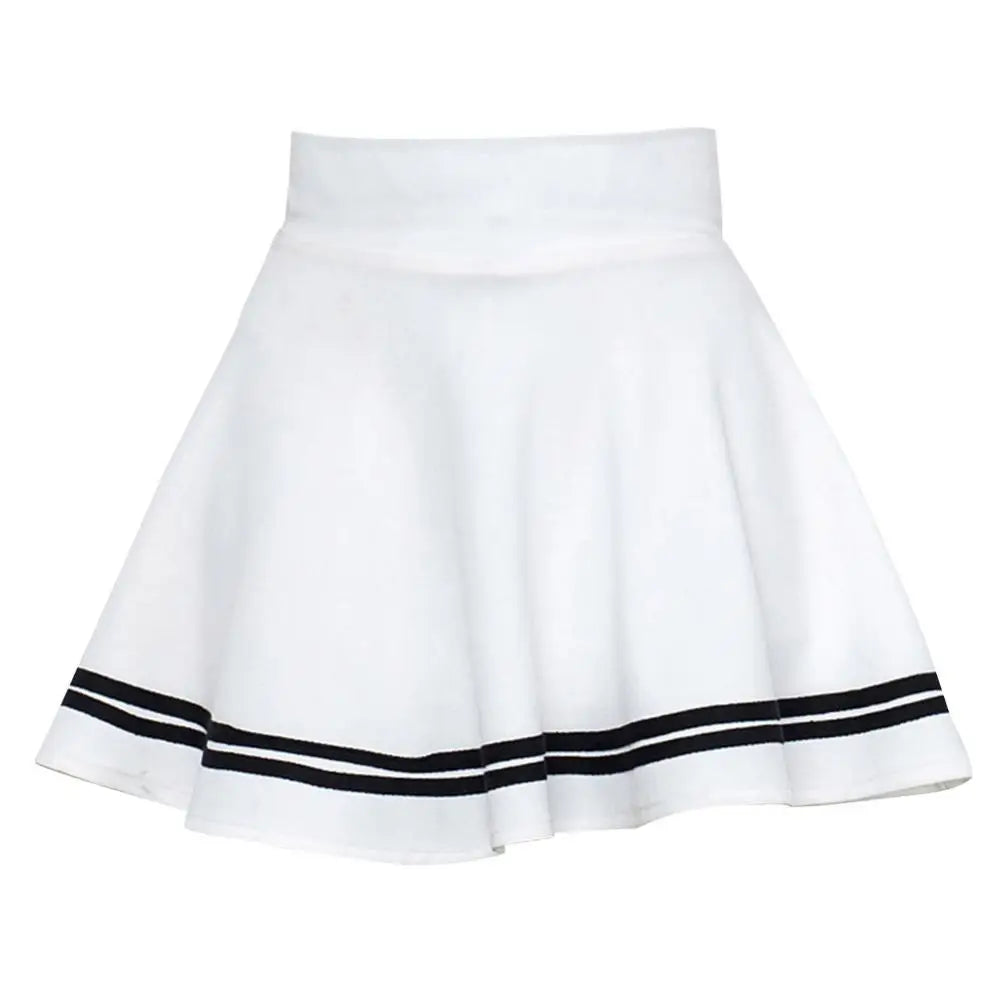 Trendy High Waist Stripe Pleated A-Line Mini Skirt – Slim Fit for Casual & School Wear