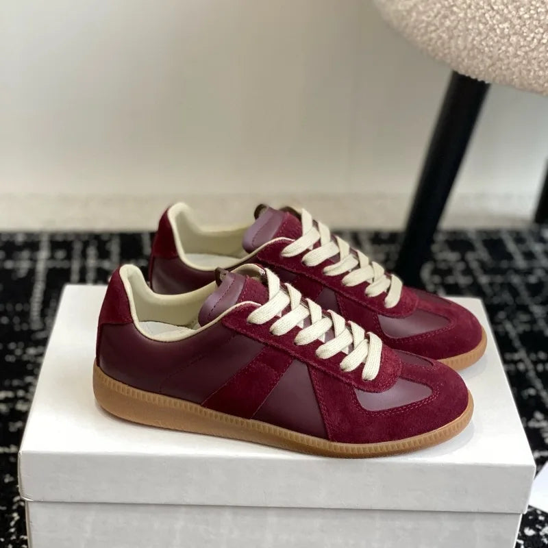 Women's Round Toe Leather Sneakers – Shop at OWNLUXE
