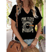 Pink V-Neck Short-Sleeve Blouse | OWNLUXE