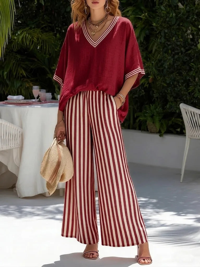 Women's Wide Leg Striped Pants | OWNLUXE