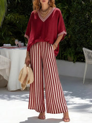 Women's Wide Leg Striped Pants | OWNLUXE