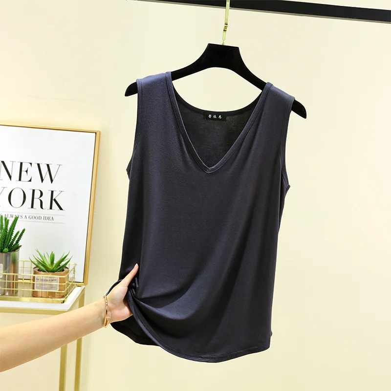 Vest V-Neck Sleeveless Relaxed-Fit Top | OWNLUXE