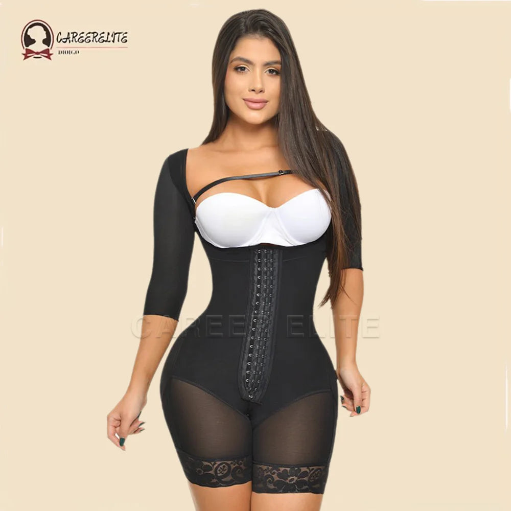 Seamless Shapewear Bodysuit with Sleeves & Support