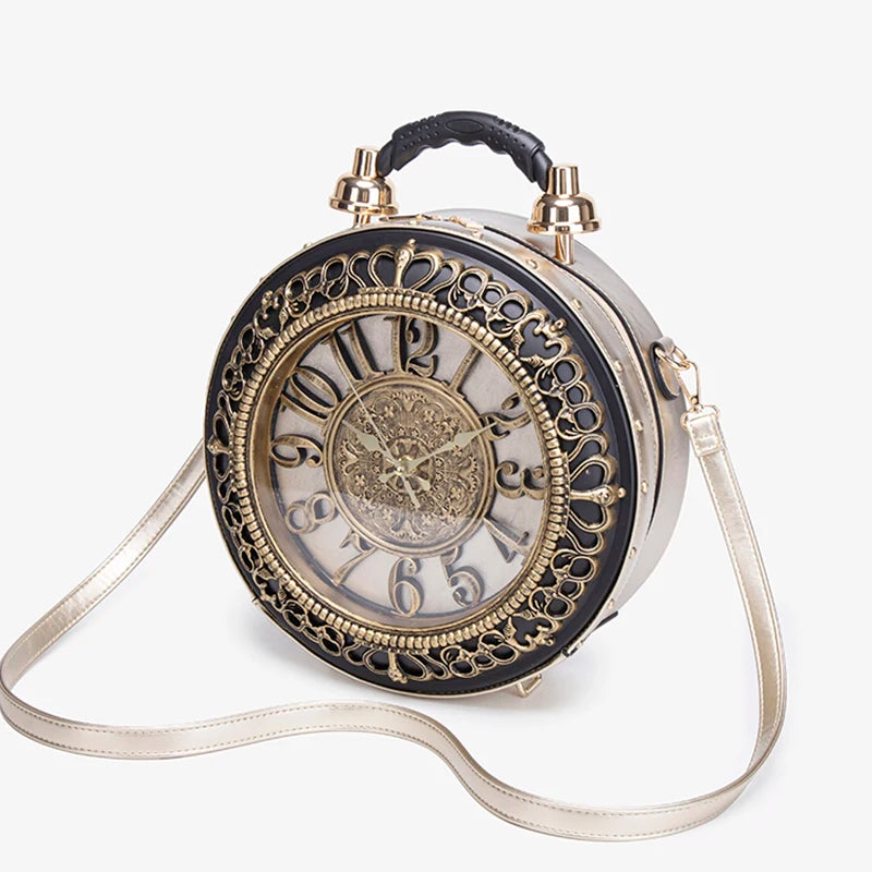 PU Leather Clock-Shaped Crossbody Bag | OWNLUXE
