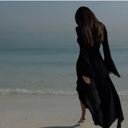 Maxi V-Neck Ruffle Flared Swim Cover-Up | OWNLUXE