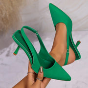 Women's Mid-Heel Slip-On Sandals - Breathable Back Strap Summer Shoes