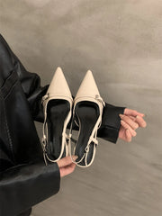 Women's Beige/black Sandals Heels | OWNLUXE