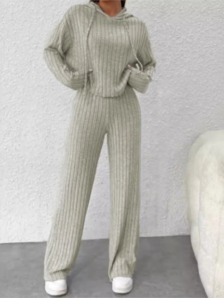 Women's Striped Hooded Two Piece Pants | OWNLUXE