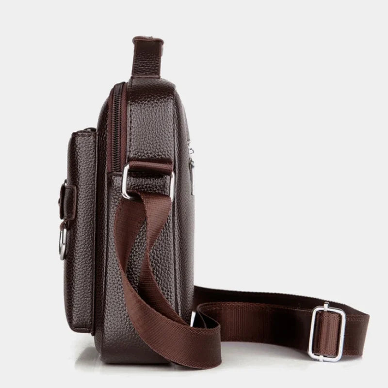 Men's PU Leather Satchel - Rivet Detail Crossbody Bag