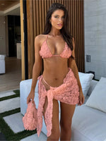 Load image into Gallery viewer, Bikini Bodysuit Swimwear Women With Skirt Bathing Suit Summer New Ruffle Splice Print Beachwear Holiday Bikini Cover Ups Outfits

