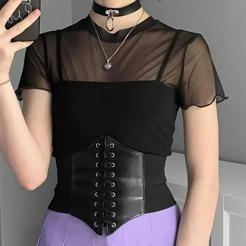Faux Leather Wide Waist Belt | OWNLUXE
