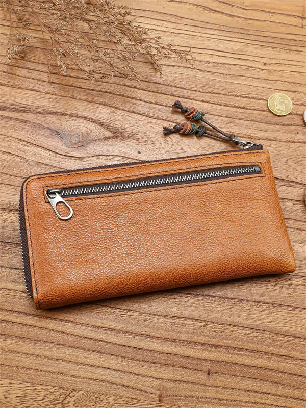 Spacious Vegetable-Tanned Leather Vintage Wallet – Shop at OWNLUXE