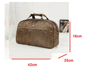 Women's PU Leather Travel Duffle Bag – Geometric Design Weekender