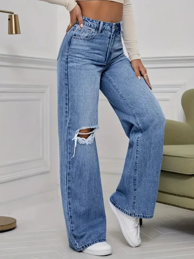Wide-Leg Denim Vintage Pocket Jeans | OWNLUXE