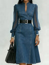 Maxi Denim A-Line Long-Sleeve Dress | OWNLUXE