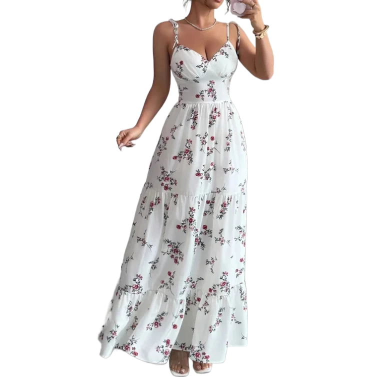 High-Waist Floral Bow Dress | OWNLUXE