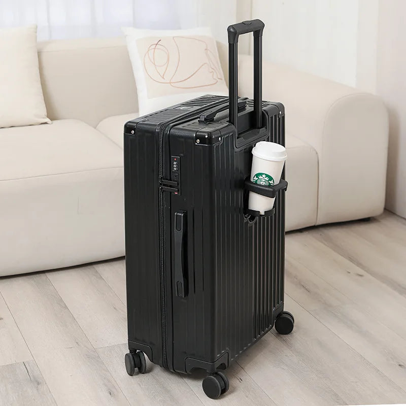 Carry-On Luggage with Cup & Phone Holder – Hard Shell Spinner