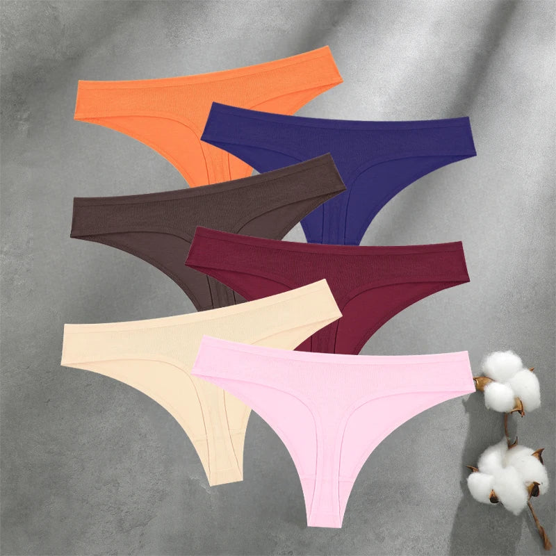 Women's Seamless Cotton Thongs 6-Pack | Low-Rise G-String | OWNLUXE