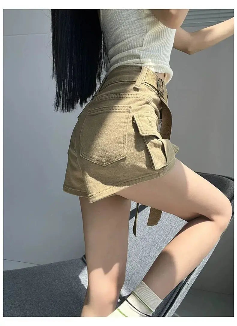 High-Waist Mini Denim Extended-Size Skirt | OWNLUXE
