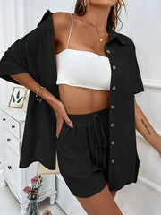 Casual Cotton Short Set Women Spring Summer Short Sleeve Two Piece | OWNLUXE