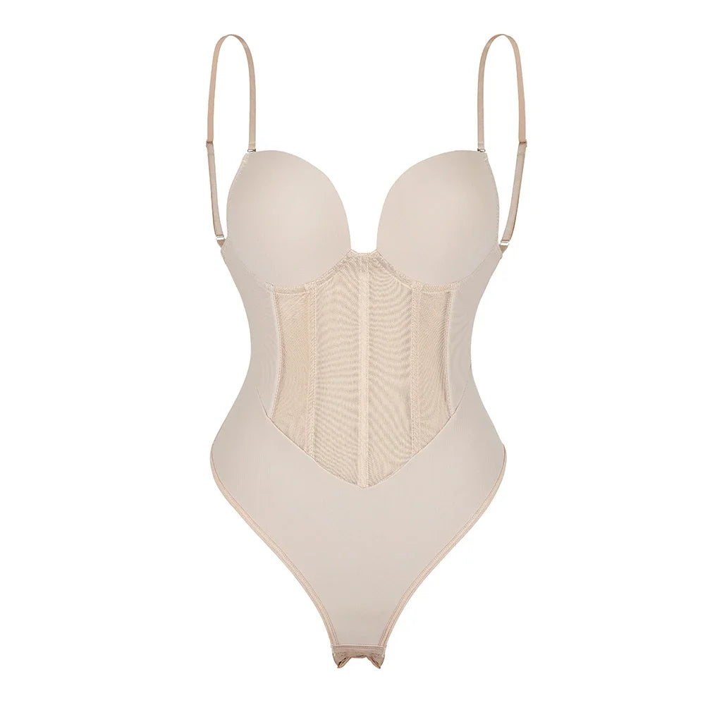 Backless Bodysuit Shapewear with Push Up Bra & Tummy Control