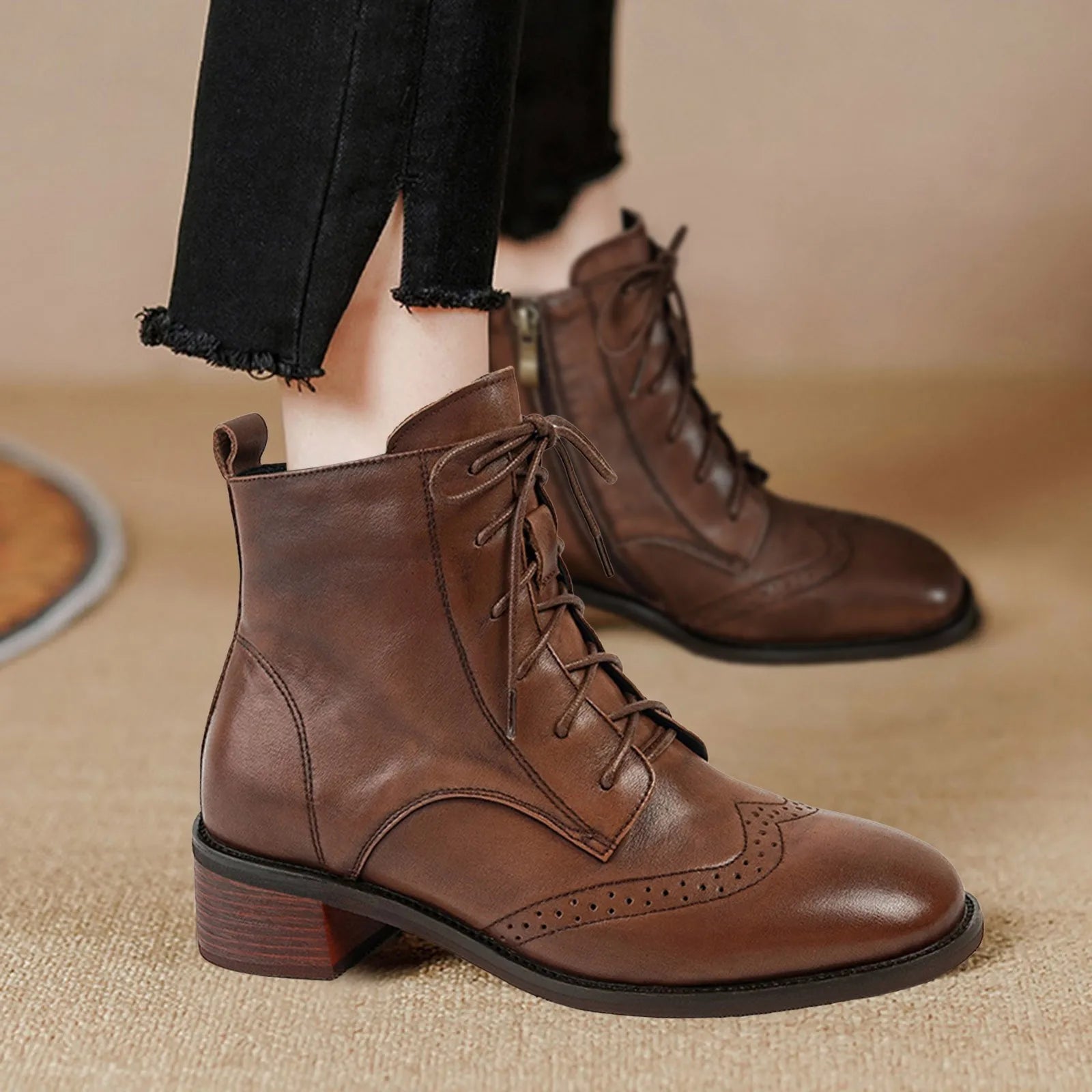 Sexy Canvas Motorcycle Boots – Ankle Length Animal Print Boots with Fur & Spike Heels