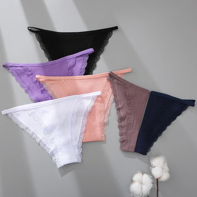 3-Piece Cotton Lace Brief Set | OWNLUXE