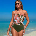 Load image into Gallery viewer, Bikinis 2025 Women 2pcs Bikini Set Floral Print Crop Top with Briefs Summer Beach Wear Swim Outfits  Swimming Bathing Suits
