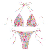 Floral Halter High-Waist Thong Tankini Set | OWNLUXE