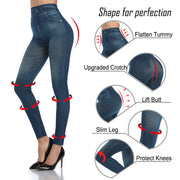 Faux Denim Leggings – High Waist Shapewear